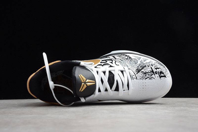 nike zoom kobe v proyro black month white gold ct8044-100